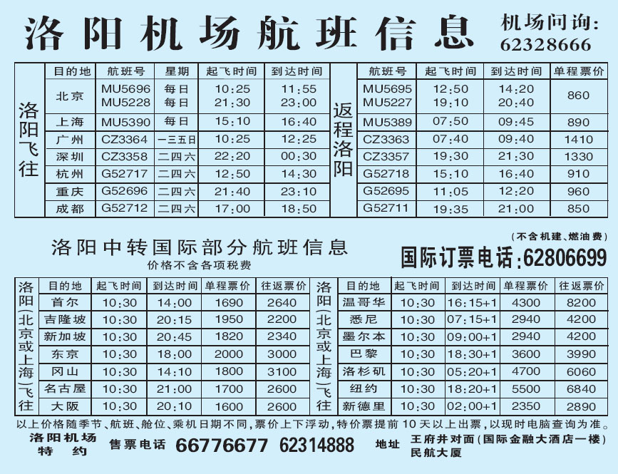 洛阳最新航班时刻，科技引领飞行新纪元